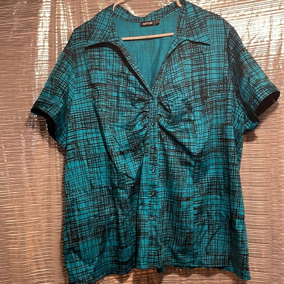 APT. 9 Button Up Shirt Top Blouse Women's Multicolor short Sleeve size 3X - Picture 8 of 8
